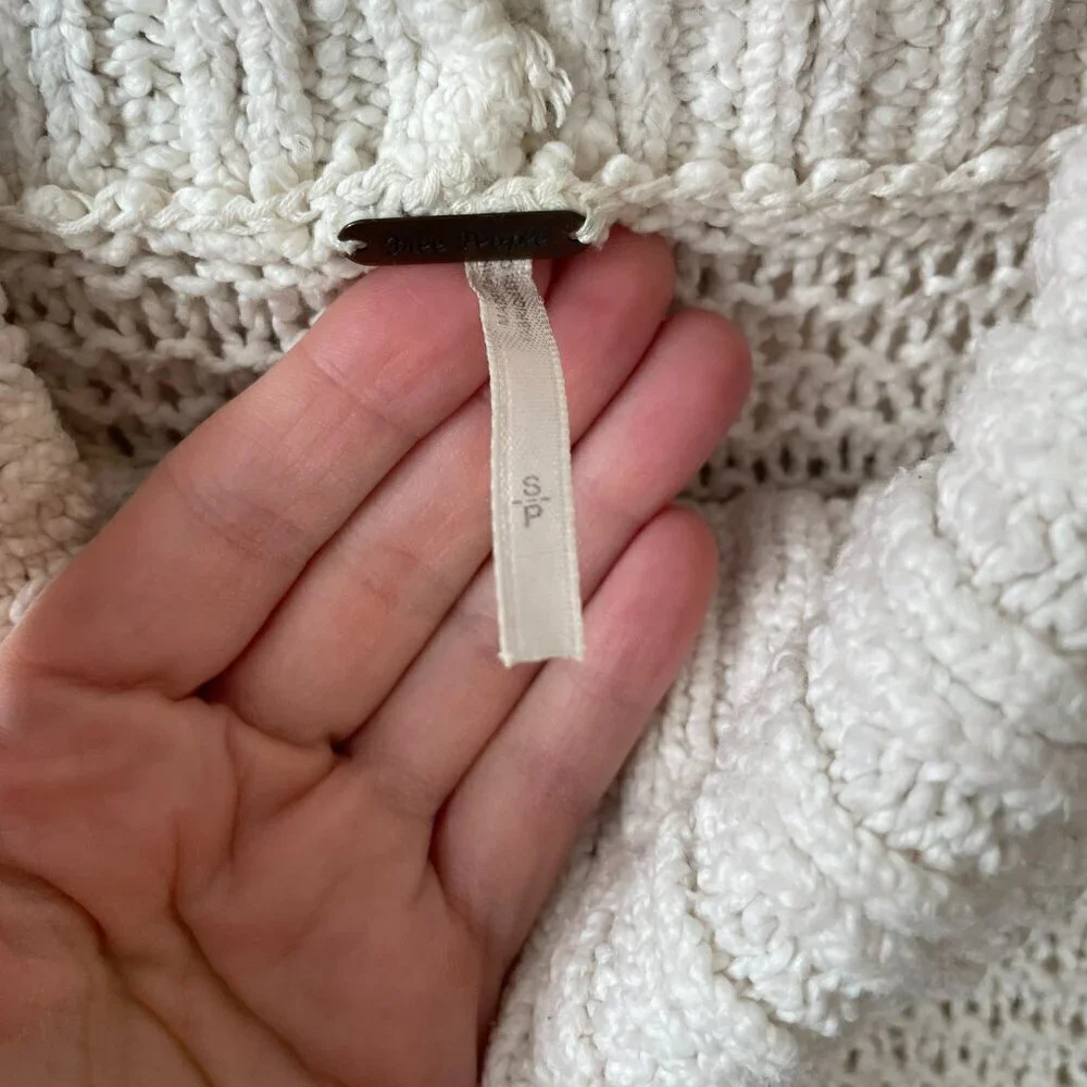 Free People Turtleneck Sleeveless Side Slits Casual Pullover Sweater White Small - Picture 7 of 8